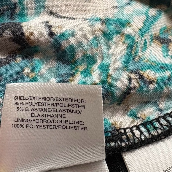 NEW, Anne Klein, Patterned Wrap Dress, Size 14, Green, Black, Pink - Picture 11 of 12